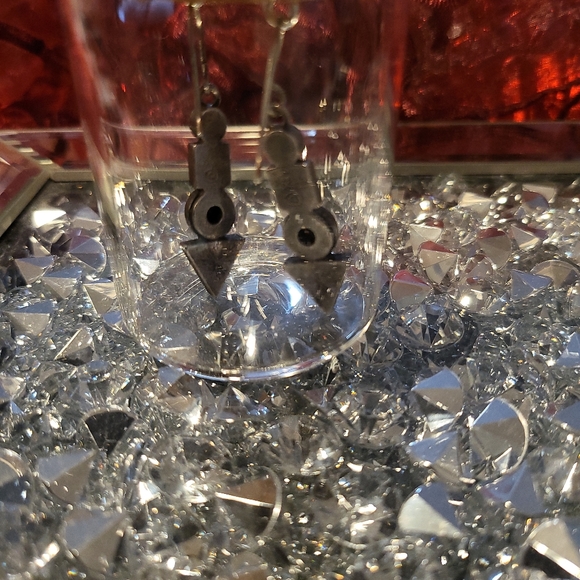 Patricia Locke Silver Tone Dangle Pink Green Red Blue Arrow Swarovsky Earrings - Picture 2 of 2